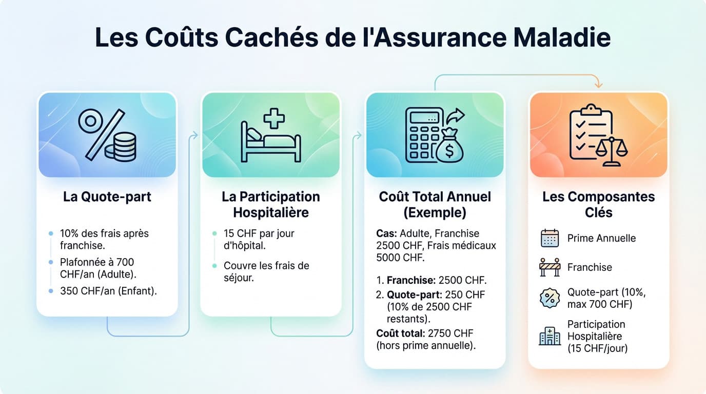 Participation aux coûts de l'assurance maladie suisse : franchise, quote-part et frais hospitaliers